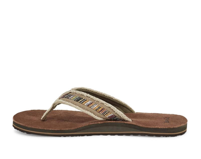 Sanuk Fraid So Eco Friendly Men's Flip Flops Khaki | Canada 286DFM